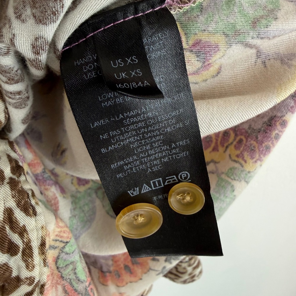 Pilcro Anthropologie Patchwork Shirt Leopard Floral Mixed Print XS Boho Eclectic - Picture 10 of 14